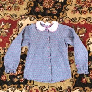 Vintage Oshkosh B’Gosh button up hearts floral denim 80’s 90’s
